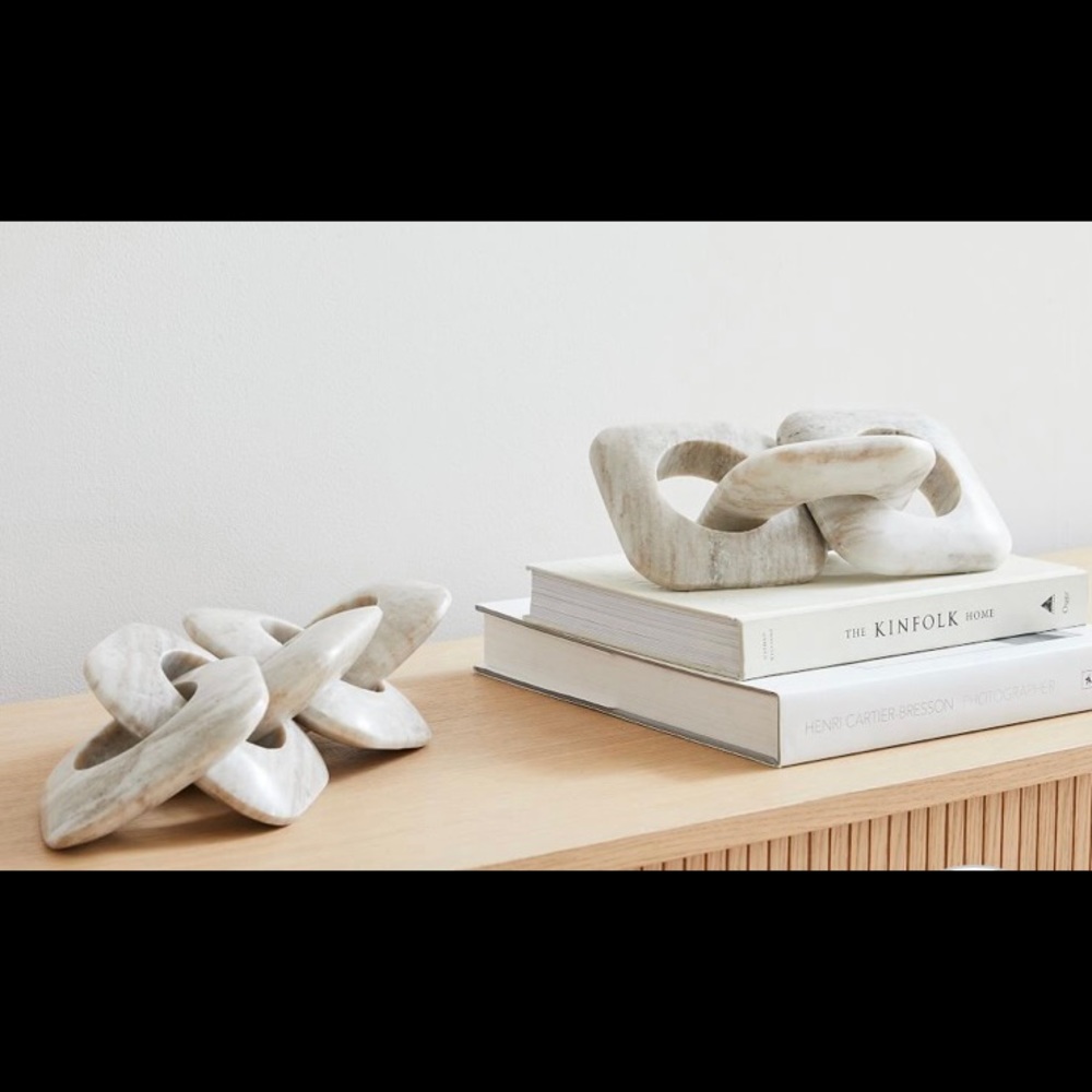 West Elm Bellport Link Marble Stone Objects New